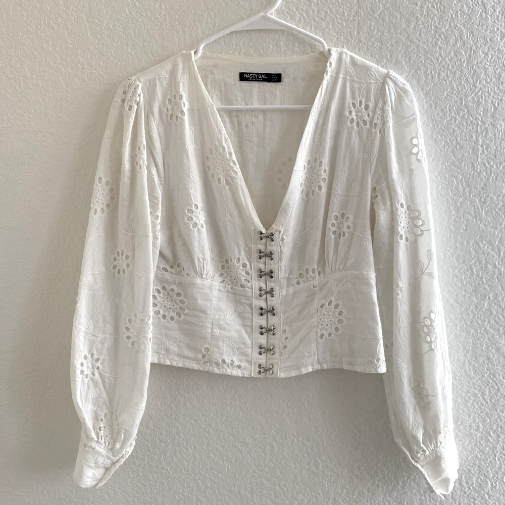 Nasty Gal White Low Cut Top 6